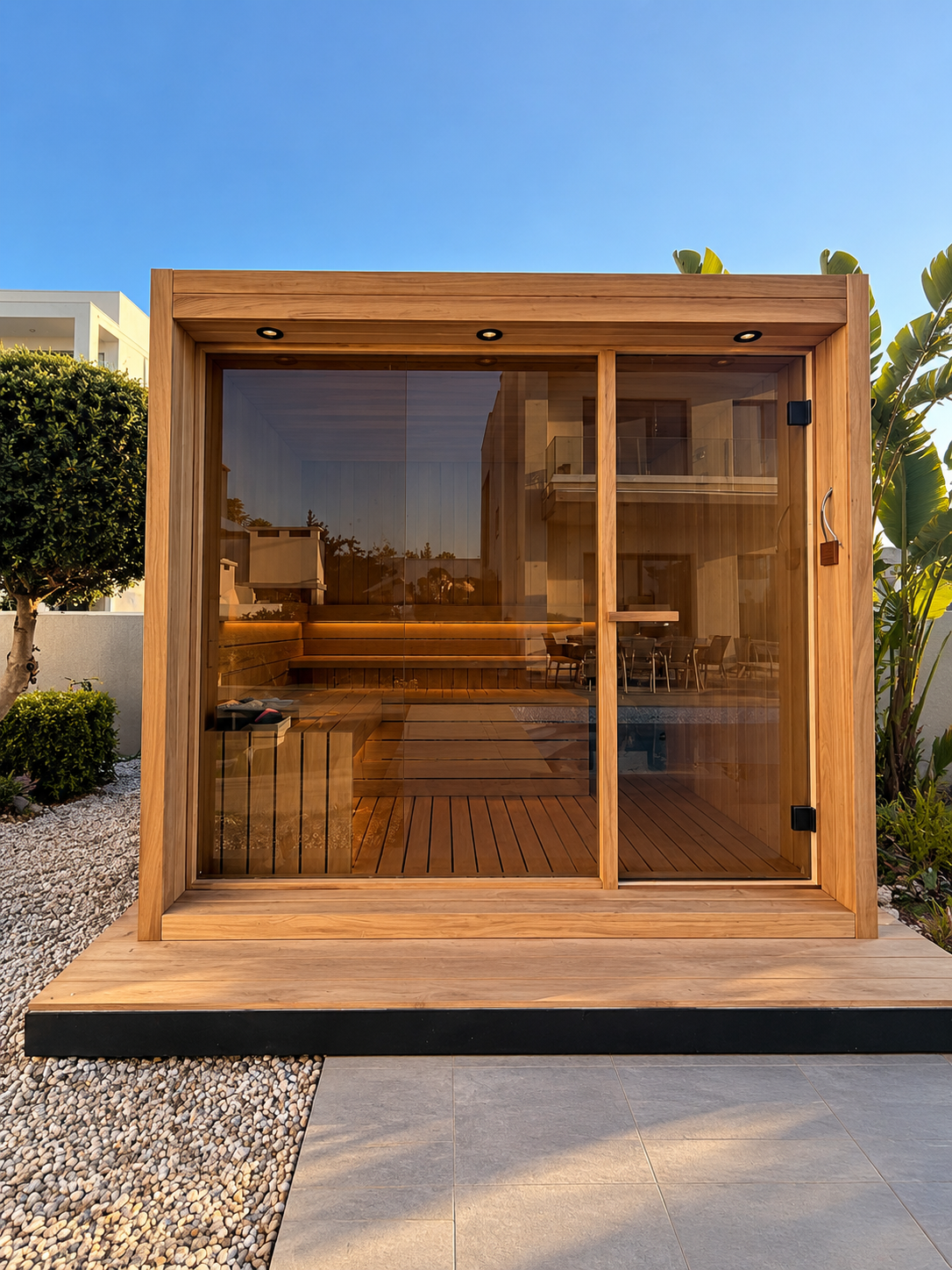 Classic sauna installation — Pool terrace