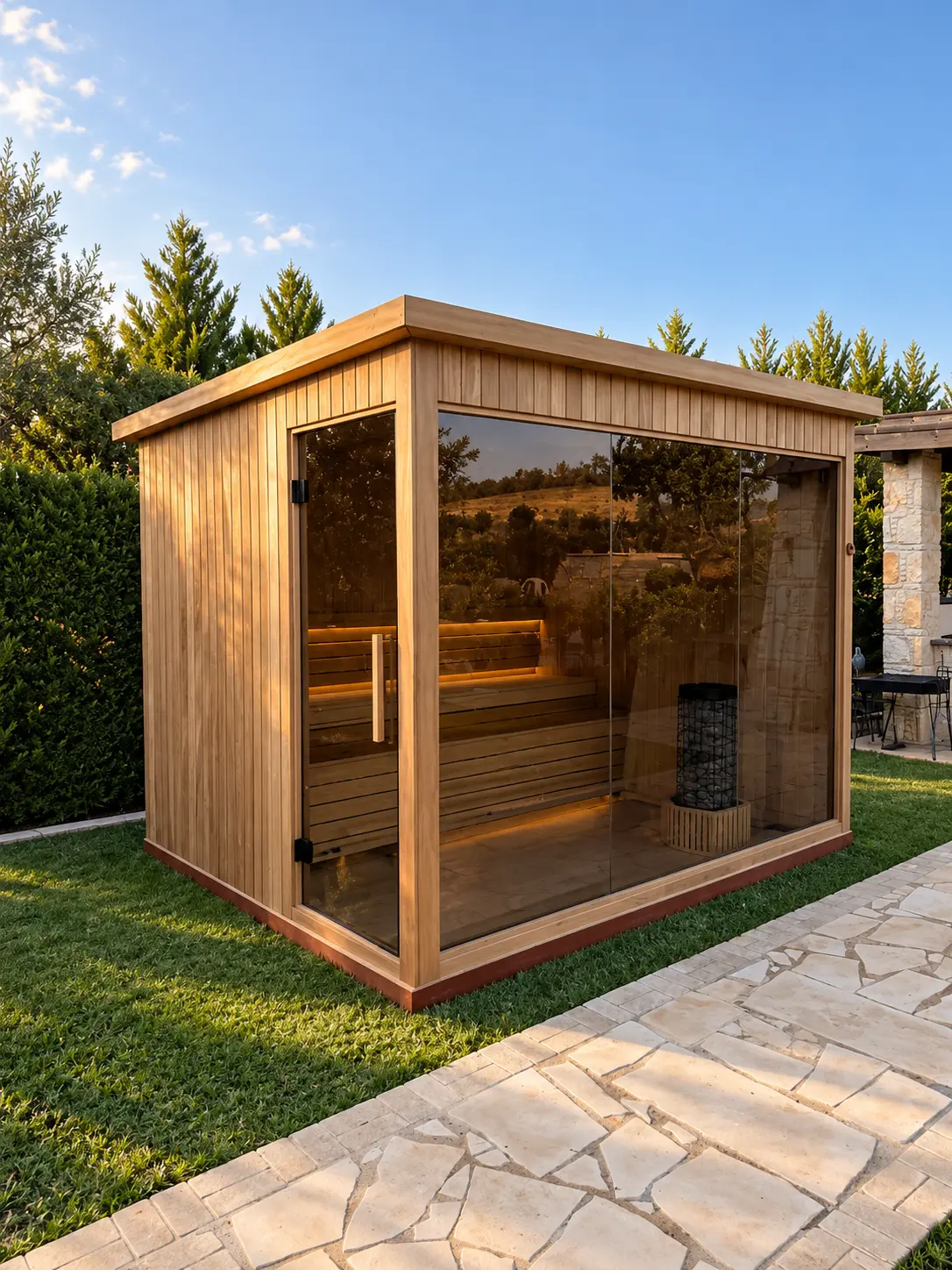 Classic Grand sauna installation — Planted garden